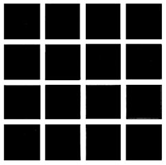 BLACK AND WHITE GRID SHOWING HOW THE EYE CREATES A GRAYED CENTER WHERE THE WHITE LINES CROSS