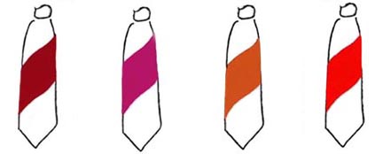 ILLUSTRATION OF THE FOUR RED ACCENT COLORS FOR MEN'S TIES