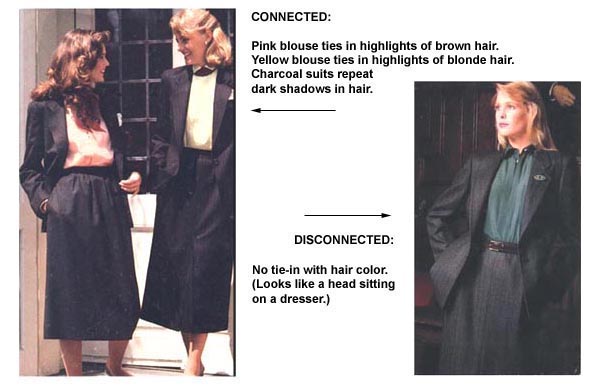 PHOTO OF CHARCOAL SUITS AND CONNECTED AND DISCONNECTED COLOR COMBINATIONS