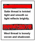 MAGNIFIED SHINY SATIN THREAD; MAGNIFIED WOOL THREAD