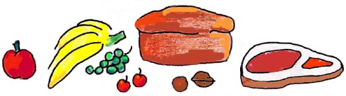 DRAWING SHOWING THE WARM COLORS OF FOOD