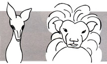 DRAWING OF A DEER AND A LION TO SHOW HOW EXTENDING THE EYEBROWS TO THEIR NATURAL WIDTH IS IMPORTANT ON MEN