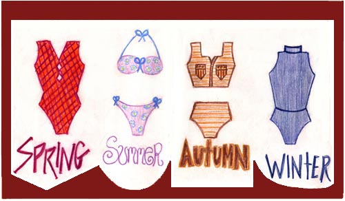STUDENT DRAWING USING SWIMWEAR TO EXPRESS THE SEASONS